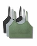 Tom & Gee Bralettes Girls Cotton,Polyester,Nylon Sports Yoga Crop Top Push Up Wire Free Women Bra, Pack of 3 Pcs (Grey,Black,Green, 30)