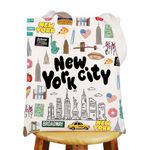 JNIAP New York Canvas Tote Bag New York Trip Gifts New York Grocery Bag New Yorker Shopping Bag New York Reusable Bag, New York City, Large