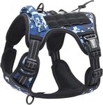 Auroth Tactical Anti Pull Dog Harness Adjustable Breathable Pet Vest Harness for Small Medium Large Dog Reflective Dog Harness Military Materials Size S, Blue Camo