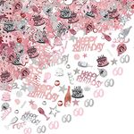 60th Birthday Decorative Confetti Probuk 20g Pink and Silver Birthday Decorative Confetti, Shiny Multi-Coloured Scatter Confetti for Table Decorations, Gift Bags, Invitations, Cake Stands