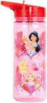 Disney Princesses Plastic Bottle with Straw BPA Free - 580 ml School Water Bottle for Girls 100% Leakproof Durable Drink Bottle for Girls