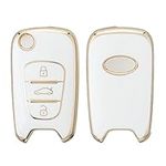 kwmobile Key Cover Compatible with Hyundai 3 Button Car Flip Key - Car Key Fob Case Protector - White/Gold