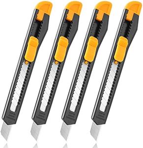 TIFICAL 4 Pack Box Cutter Retractable, Utility Knife 9MM Wide Snap-Off Blades, Exacto Knife for Cutting Box, Wrapping, Cardboard, Extended Razor Knife, Box Opener Perfect for Office, Home, School