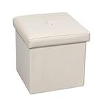 Bonlife Storage Ottoman Boxes Faux Leather Folding Cube Foot Stool Toy Box Chest for Kids Cream Small Ottoman Storage Office Box Cream 30x30x30cm