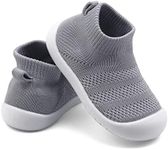 PHIXON Baby Shoes Boy Girl Toddler Shoes Baby Trainers Infant Toddler Boys Girls Shoes Breathable Soft Sole Non Slip Toddler Sneakers Baby First Walking Shoes 6 9 12 18 24 Months, Grey, 6.5 Toddler