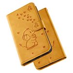 Tiyoo Embossed Love Heart Phone case Elephant Butterfly Pattern Folding Stand PU Leather Wallet Flip Cover Protective Case with Card Slots, Magnetic Closure