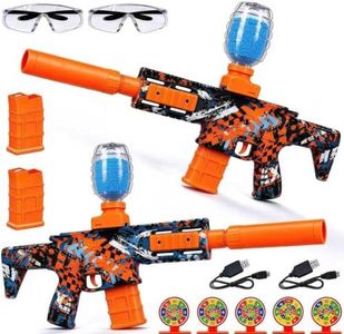 2 Pack Gel Ball Blaster Automatic Electric Splatter Ball Toy 10 Rounds Per Seconds with Rechargeable Batteries, Line, Goggles and Target - Outdoor Activities Team Game Toy Age 14+