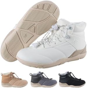 Hike Footwear New HF Azura - Ergonomic Supportive Winter Barefoot Boots,Wide Toe Box, Minimalist Zero Drop Sole, Splash Proof and Breathable Upper Material Unisex White
