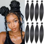 RUN SHUI Pre-stretched Braiding Hair, Kanekalon Braid Hair Extensions, Ombre Braiding Hair Pre stretched, Crochet Twist Braid (24''-8packs, 1b)…