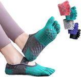 oolong Five Toe Pilates Socks Yoga Socks for Women Non-Slip Grips & Straps,Ideal for Pilates, Pure Barre, Ballet, Dance, Fitness, Barefoot Workout