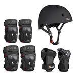 JBM Adult & Kid Skating Protective Gear Set Sktaeboard Helmet Knee and Elbow Pads with Wrist Guards for Inline Roller Skating, Scooter, Skateboarding