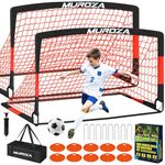 Kids Soccer Goals for Backyard Set, 2 Pack of 6x4 ft Portable Pop Up Soccer Nets with Soccer Ball, Agility Ladder, Cones, Complete Training Equipment for Youth, Toddler Outdoor Sports Games
