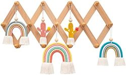 MILA MILLIE Expandable Accordion Mounted Wooden Wall Rack | 13 Hooks | Versatile Coat Hangers for Nursery Bathroom Bedroom Living Room Garage Kitchenware | Boho Rustic Scandinavian Design | Natural Beech Wood Pegs