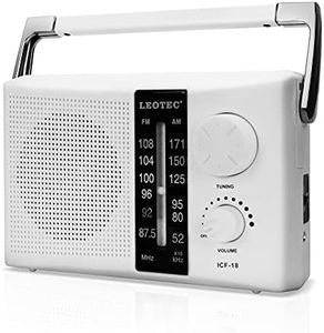 LEOTEC AM FM Radio Transistor Radio Battery or AC Powered with Excellent Reception,Good Sounds Large Speakers,Big and Precise Tuning Knob,Earphone Jack White