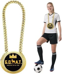 Greatest of All Time Turnover Chain - 6" Big Gold Awards Medal Goat Trophy Champion Chain Football Necklace Basketball Soccer Sports Achievements MVP Turnover Chain Athlete Prize Gifts