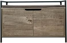 Whisker Litter Box Bench with Litter Box Enclosure, Mystic Oak Finish, 38.11" W x 18.94" D x 24.09" H - Farmhouse Style, Stylish and Durable Hidden Litter Box Furniture