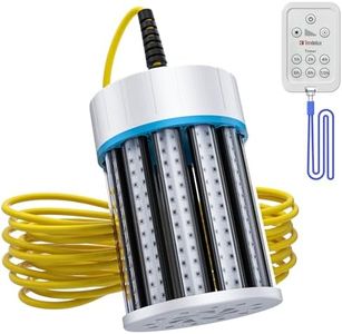 Tendelux Ultra-Bright Underwater Fishing Light with Controller, 110V & 12V Green LED Submersible Light Attractants for Docks, Boats or Kayaks, IP68 Rated for Fresh & Salt Water (30ft Cable)