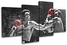 Bold Bloc Design - Muhammad Ali Boxing Grunge Sports 80x45cm MULTI Canvas Art Print Box Framed Picture Wall Hanging - Hand Made In The UK - Framed And Ready To Hang