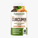 Nature life Nutrition Curcumin with Bioperine Tablets 1310mg | 60 Veg Tablets| Turmeric, Piperine|