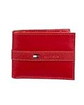 Tommy Hilfiger Men's Leather Wallet - Thin Sleek Casual Bifold with 6 Credit Card Pockets and Removable ID Window, Red