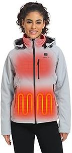 ORORO Women's Heated Jacket with Heated Collar, 4 Heat Zones Heated Coat with Battery and Detachable Hood (Sharkskin Grey,M)