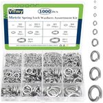 Vifmy Spring Lock Washers Assortment Kit(1000 Pack),M2 M2.5 M3 M4 M5 M6 M8 M10 M12 Metric Split Lock Washer Set,304 Stainless Steel Lock Washers for Screws Bolts