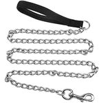 Jinlaili Heavy Duty Dog Lead Chain, Dog Chain Leads for Large Dogs Medium Dogs, 1.8M/6ft long, 4mm thick, Chew Proof Metal Dog Chain Leash with Comfortable Padded Handle