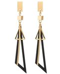 Nilu's Collection Fancy Hollow Triangle Long Geometric Drop Earrings for Girls and Women (Black)