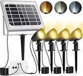 CLV Solar Spotlights Outdoor Garden, Solar Powered Garden Light 4 in 1 Solar Landscape Spotlights IP66 Waterproof Solar Spike Light for Garden, Lawn, Patio, Solar Garden Floodlight 2700K/4000K/6000K