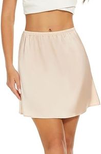 MANCYFIT Womens Half Slip for Under Dresses Satin Slip Skirt Mini Underskirt Nude Medium