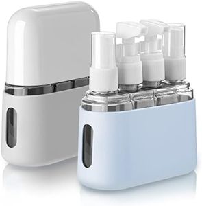 8 Pack Travel Bottles Set for Toiletries, TSA Approved Travel Containers, 50ml/2oz Leak Proof Travel Size Accessories with Label and Storage Box, Perfect for Business or Personal Travel Use, Blue Grey