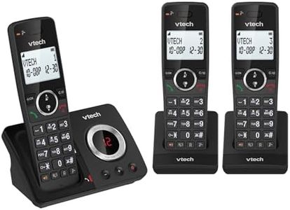 VTech ES2052 DECT Cordless Phone with Answering Machine,Call Block,Easy-to-Read Backlit Display,Landline Phone with 18 Hours Talk-time,Volume Booster,Handsfree Speakerphone,Speed Dial,Trio Handset