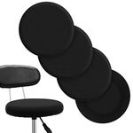 Tatuo Round Bar Stool Seat Covers Washable Stool Cushion Slipcover Elastic Bar Chair Covers for 14-17 Inch Chair (Black,)