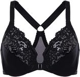 DELIMIRA Women's Front Closeure Full Figure Plus Size Lace Underwire Bra Black 40DD