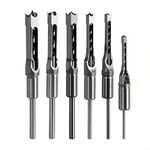 SaferCCTV 6Pcs Wood Square Hole Drill Bits Mortising Chisel Set, Mortise Chisel & Bit Set, Woodworking Mortiser Drill Bit 1/4-Inch, 5/16-Inch, 3/8-Inch, 9/16-Inch, 5/8-Inch, 1/2 -Inch