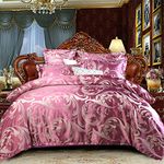 FANSU Bedding Sets, 3/4pcs Palace Style Wedding Lightweight Soft Flat Sheet Microfiber Duvet Cover Set Fiber Zipper Pillowcase Print Zip Easy Care (220x240cm,Purple)