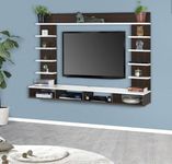 DAS Stark Wall Mount Engineered Wood TV Entertainment Unit/Tv Rack Set to Box Stand with Wall Shelves for Living Room Flowery Wenge & Frosty White Finish (Ideal for up to 43") Screen