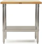 John Boos JNS01 Maple Top Work Table with Galvanized Steel Base and Adjustable Galvanized Lower Shelf, 36" Long x 24" Wide x 1-1/2" Thick