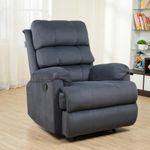 SOLIS ROYALE- THE DESIRED COMFORT Fabric Recliner 1 Seater Sofa Chair | Hush Puffy Rocking & Revolving Manual Recliner Sofa for Head Support and Leg Relaxation (RRR, 2 Year Warranty, Dark Grey)