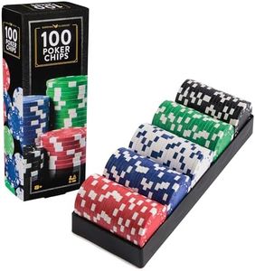 Spin Master Games, Cardinal Classics, 100-Piece Poker Chips Set, Classic Family Board Game, Poker Set for Beginners & Experts, Valentine's Day Gifts for Couples, 2-10 Players, for Ages 8 & Up