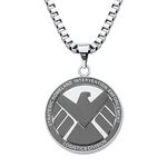 Marvel Comics Men's Stainless Steel Shield Chain Pendant Necklace, 24"