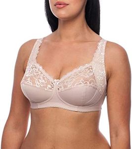 frugue Women's Comfort Non Wired Support Wireless Minimiser Bra Nude UK 46 C