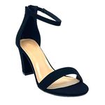 ABSOLEX Women Ankle Wrap Strap Open Toe Medium Heel Shoe, Black, 8