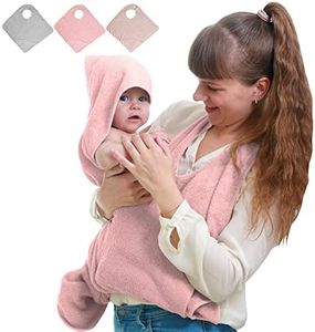 Tyuodna Hooded Baby Towel,Hands Free Baby Bath Towel,Cotton Soft & Absorbent Baby Towels Newborn,Apron Towel,Personalised Gifts Baby for Boy and Girl (Pink)