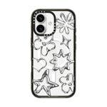 CASETiFY Impact iPhone 16 Case [Slim / 8.2 ft. 4X Military Grade Drop Protection/Compatible with Magsafe] - Chrome Doodles - Clear Black