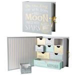 Votum Baby Keepsake Box for Treasured Memories, Moon & Stars - Lightweight, Handcrafted Baby Boxes with 9 Labeled Compartments for First Memories - Gender Neutral Baby Shower Gifts for Girls, Boys