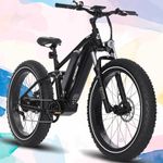 HAOQI Cheetah Electric Bike for Adults, 48V Removable Dual 25Ah Battery, 750W Brushless Motor up to 28MPH, Shimano 7-Speed, 26" x 4.0 Fat Tire Full Suspension Mountain Bike