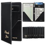 FLKQC Restaurant Check Presenters, 10 Pack 9" x 5" Guest Check Card Holder with Gold Thank You Imprint for Severs, Bill Book Restaurant Supplies for Restaurants, Bar and Cafe (10, Black)