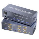 4K@60Hz Three Monitor HDMI KVM Switch, HDMI KVM Switch 3 Minitors 2 Computers, 2 Port HDMI KVM Switch for Managing 2 PC Using 1 Set of Keyboard Mouse, 2 PC Share 4 USB 3.0 Ports