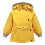 ACESTAR 100% Waterproof Rain Jacket Coat,Boys Girls Windproof Raincoat Windbreaker Outwear for Kids Children Infant Toddler Spring Fall Jacket(JK007Y0,3T) Yellow